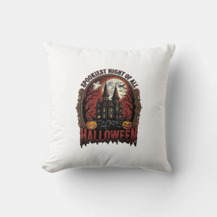 Grusel-Haus Halloween Vintage-Stich Spuk N Kissen