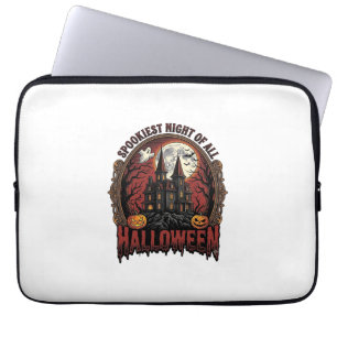 Grusel-Haus Halloween Vintage-Stich Spuk N Laptopschutzhülle