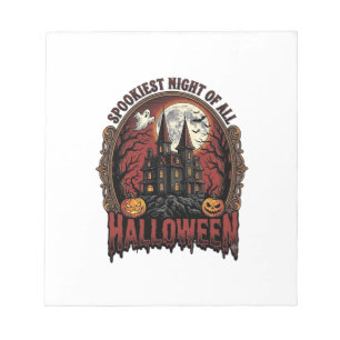 Grusel-Haus Halloween Vintage-Stich Spuk N Notizblock