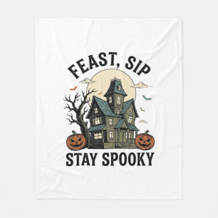 Grusel-Haus Halloween Vintage-Stich Spuk S Fleecedecke
