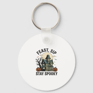 Grusel-Haus Halloween Vintage-Stich Spuk S Schlüsselanhänger