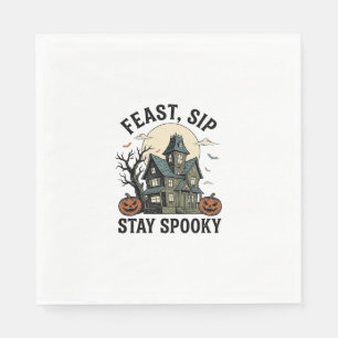 Grusel-Haus Halloween Vintage-Stich Spuk S Serviette