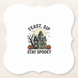 Grusel-Haus Halloween Vintage-Stich Spuk S Untersetzer
