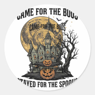 Grusel-Haus Halloween Vintage-Stich Spuk T Runder Aufkleber