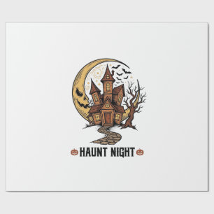 Grusel-Haus Halloween Vintage-Stich Weiße Sch Geschenkpapier