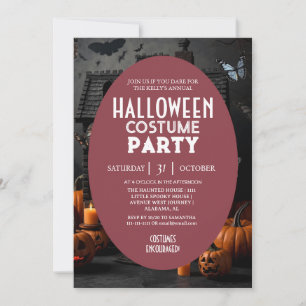 Grusel-Haus-Kürbis-Halloween-Kostümparty Einladung