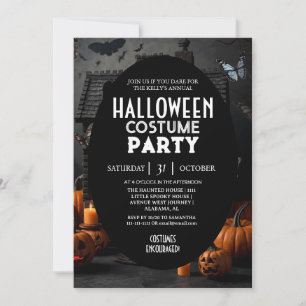 Grusel-Haus-Kürbis-Halloween-Kostümparty Einladung