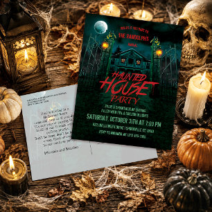 Grusel-Haus-Kürbisse Halloween-Party-Einladung Postkarte