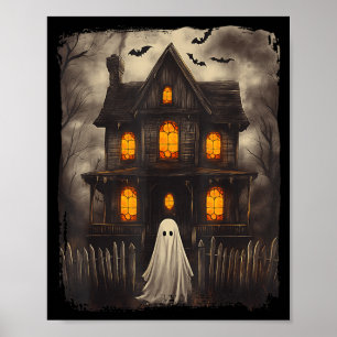 Grusel-Haus mit Geistern und Halloween-Schrecken Poster
