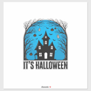Grusel-Haus-Mond Vintage-Stich Halloween Des Aufkleber