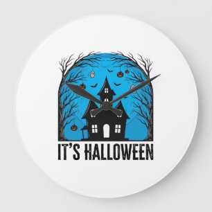 Grusel-Haus-Mond Vintage-Stich Halloween Des Große Wanduhr