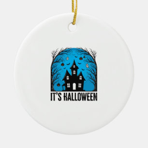 Grusel-Haus-Mond Vintage-Stich Halloween Des Keramik Ornament