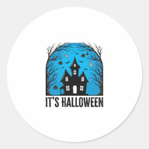 Grusel-Haus-Mond Vintage-Stich Halloween Des Runder Aufkleber
