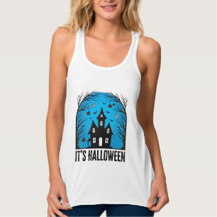 Grusel-Haus-Mond Vintage-Stich Halloween Des Tank Top