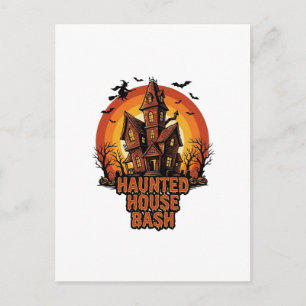 Grusel-Haus-Party Vintage-Stich Halloween-Dekorati Postkarte