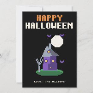 Grusel-Haus-Pixel-Art-Halloween-Karte Feiertagskarte