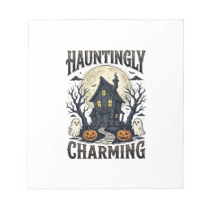 Grusel-Haus-Shirt Vintage-Halloween-Cottage-Desi Notizblock