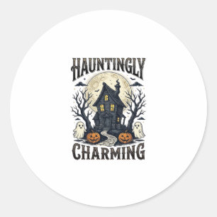 Grusel-Haus-Shirt Vintage-Halloween-Cottage-Desi Runder Aufkleber