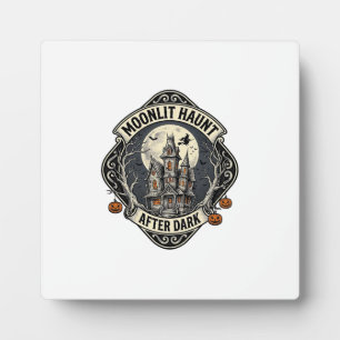 Grusel-Haus-Shirt Vintage Halloween Mond Hexe D Fotoplatte