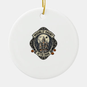 Grusel-Haus-Shirt Vintage-Halloween-Mond-Hexe D Keramik Ornament