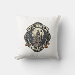 Grusel-Haus-Shirt Vintage-Halloween-Mond-Hexe D Kissen