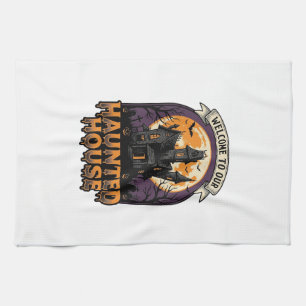 Grusel-Haus-Shirt Vintage-Halloween-Willkommen-Des Geschirrtuch