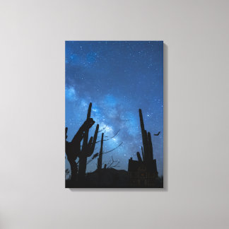 Grusel-Haus & Sternblaue Nacht Wrapped Canvas Ar Leinwanddruck