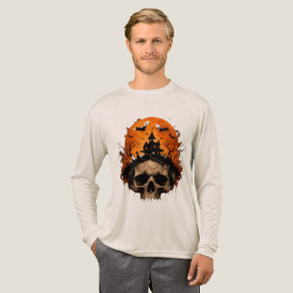 Grusel-Haus-Totenkopf-Halloween-T-Shirt Tri-Blend Shirt