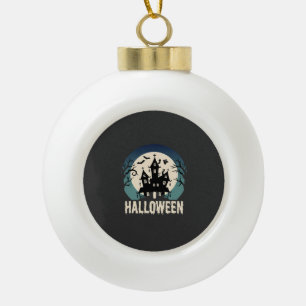 Grusel-Haus-Vektor unter Mondlicht zu Halloween Keramik Kugel-Ornament