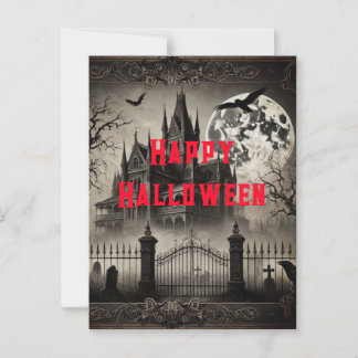Grusel-Haus viktorianisch vintage Halloween-Party Postkarte