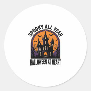 Grusel-Haus Vintage-Stich Halloween Gruselige Kuns Runder Aufkleber