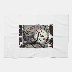 Grusel-Haus Vintage-Stich Mond-Shi Halloween Geschirrtuch
