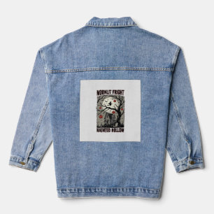 Grusel-Haus Vintage-Stich Mond-Shi Halloween Jeansjacke