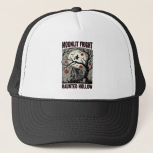 Grusel-Haus Vintage-Stich Mond-Shi Halloween Truckerkappe
