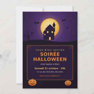 Grusel-Haus-Vollmond-Kürbisse-Halloween-Party I Einladung