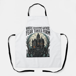 Grusel-Haus-Zitat-Shirt Vintage-Gothic-Friedhof  Schürze