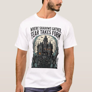 Grusel-Haus-Zitat-Shirt Vintage-Gothic-Friedhof T-Shirt