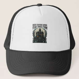 Grusel-Haus-Zitat-Shirt Vintage-Gothic-Friedhof Truckerkappe