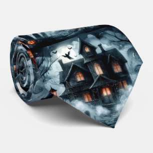 Grusel-Haus zu Halloween mit Geistern Krawatte