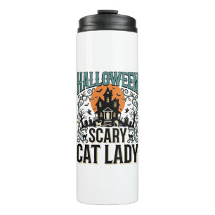 Grusel-Hexenhaus-Halloween-Katzen-Lady Vintage_1 Thermosbecher