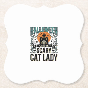 Grusel-Hexenhaus-Halloween-Katzen-Lady Vintage_1 Untersetzer