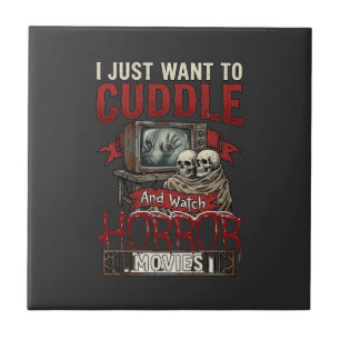 Grusel-Horrorfilme Halloween Schädel Retro Tv Mon Fliese