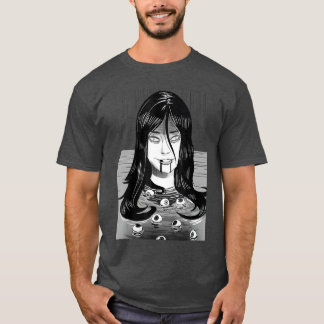 Grusel Manga Anime Frau Augen Badewanne Hallo T-Shirt