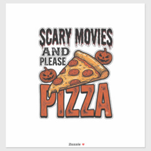 Grusel-Pizza-Shirt für Fans von Gruselfilm-Abenden Aufkleber
