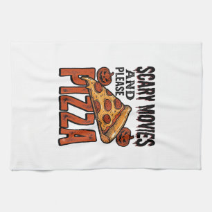 Grusel-Pizza-Shirt für Fans von Gruselfilm-Abenden Geschirrtuch