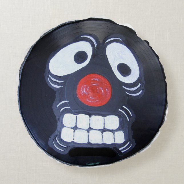 Grusel-Platte - Rundes Kissen (Rückseite)