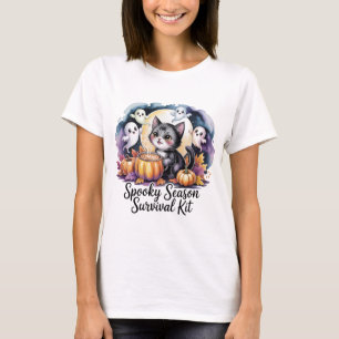 Grusel-Saison-Überlebenskit Süße Katze Geist T-Shi T-Shirt