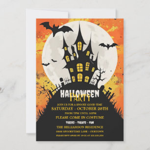 Grusel-Schloss-Halloween-Party-Einladung Vollmond Einladung