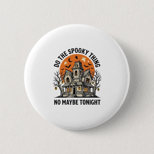 Grusel-Shirt mit Geistervilla Retro-Design Hallowe Button (Vorderseite)