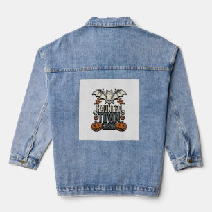 Grusel-Shirt Retro Halloween-Fledermaus-Kürbis T Jeansjacke